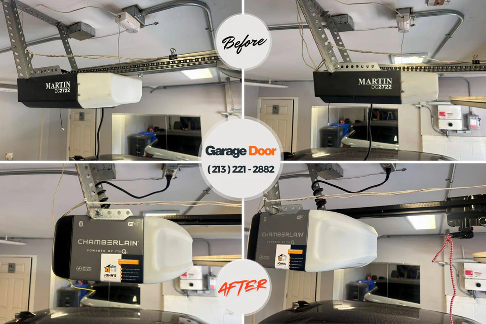Before and after: garage door repair The Woodlands, TX